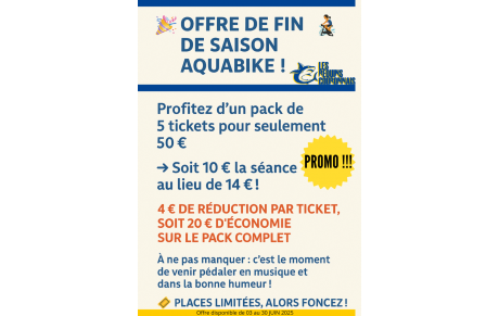📰 Offre exceptionnelle de fin de saison : l’Aquabike à prix mini jusqu’à fin juin ! 🚴‍♀️💦